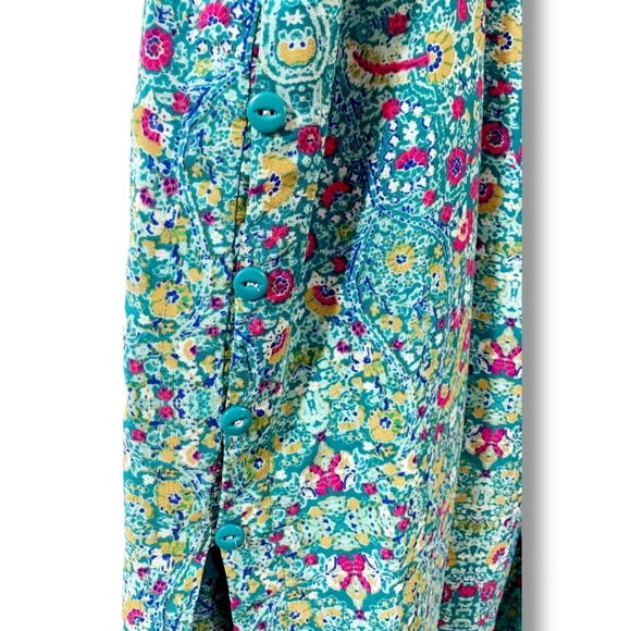 NWT ANTHROPOLOGIE Maeve Meret Silk Green Floral Paisley Tunic Top, size 10 - Picture 9 of 12